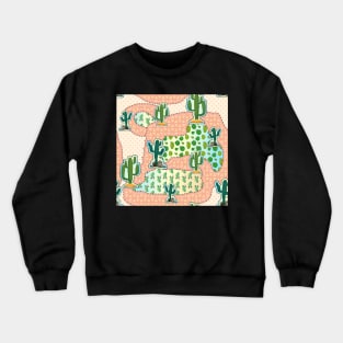 cactus pattern with triangle shapes. Colored polka dots background Crewneck Sweatshirt